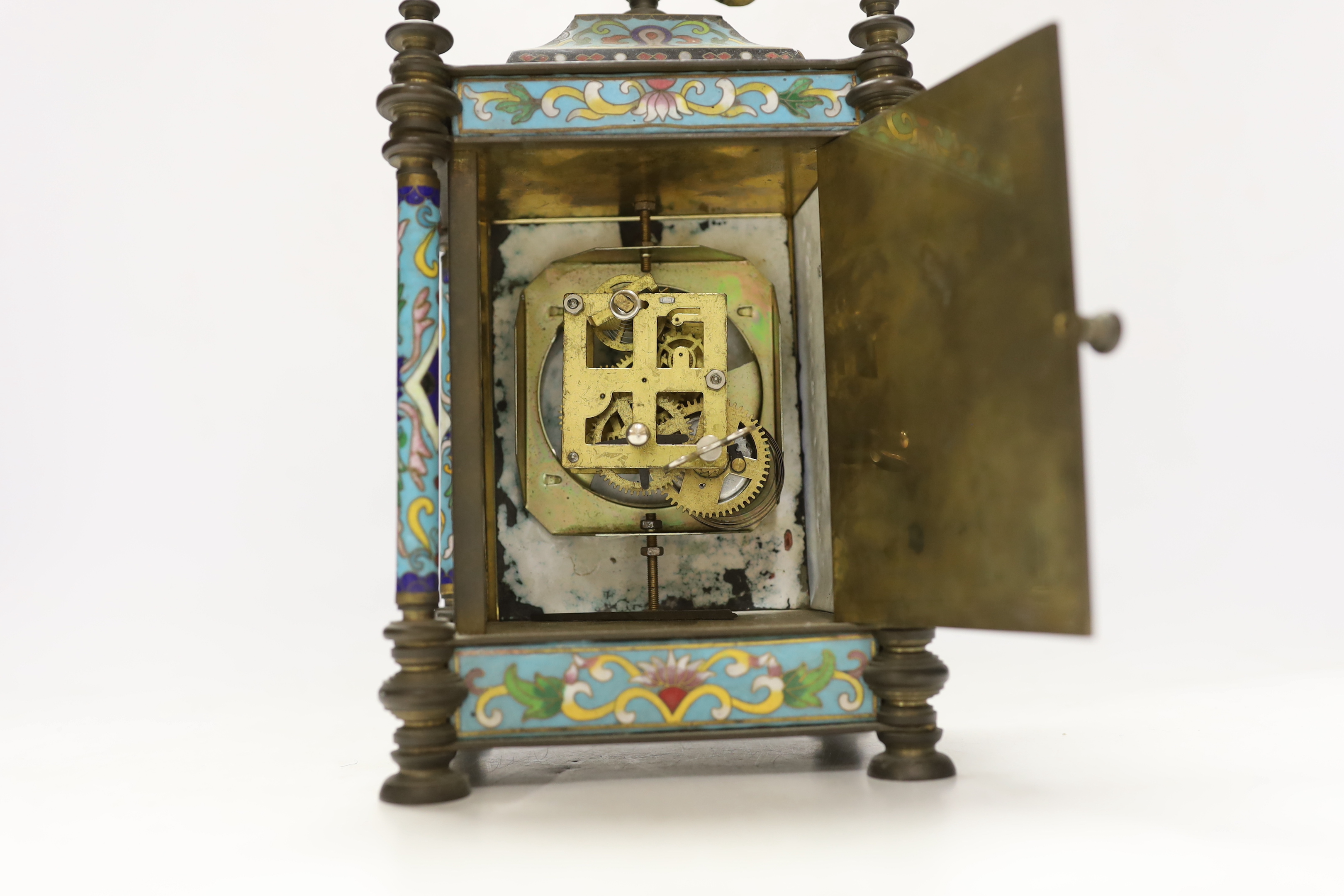 A 20th century Cloisonné enamel clock, 26cm high